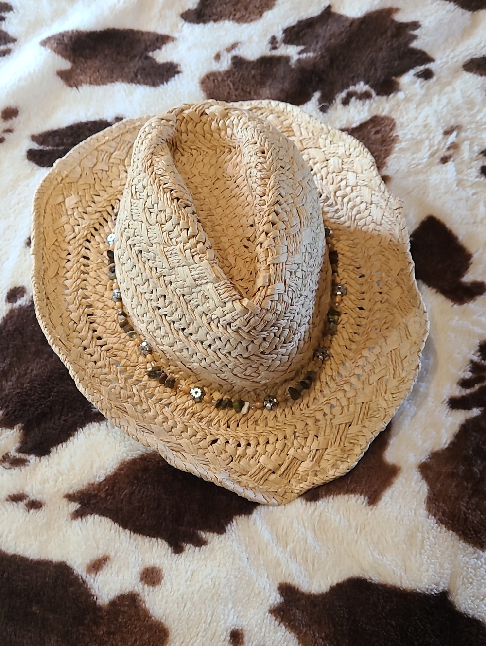 American Eagle Outfitters Natural Straw Beaded Western Hat